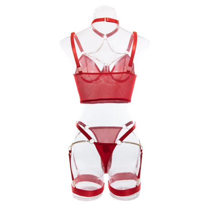 Red Leather Strap Set